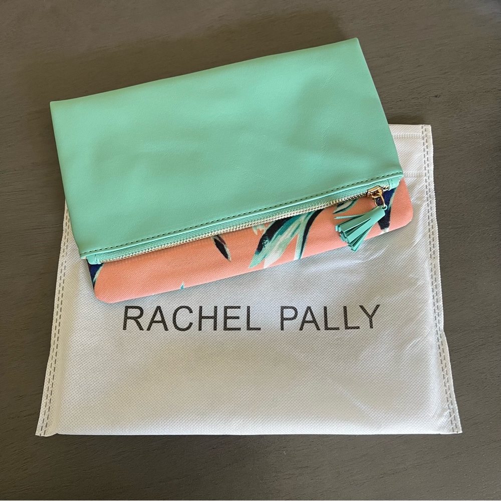 Rachel Pally Limited Edition Reversible Clutch Mint Green and Coral Floral purse